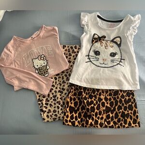 Girls Hello Kitty & Cat Leopard Bundle, Size 5T & 5/6